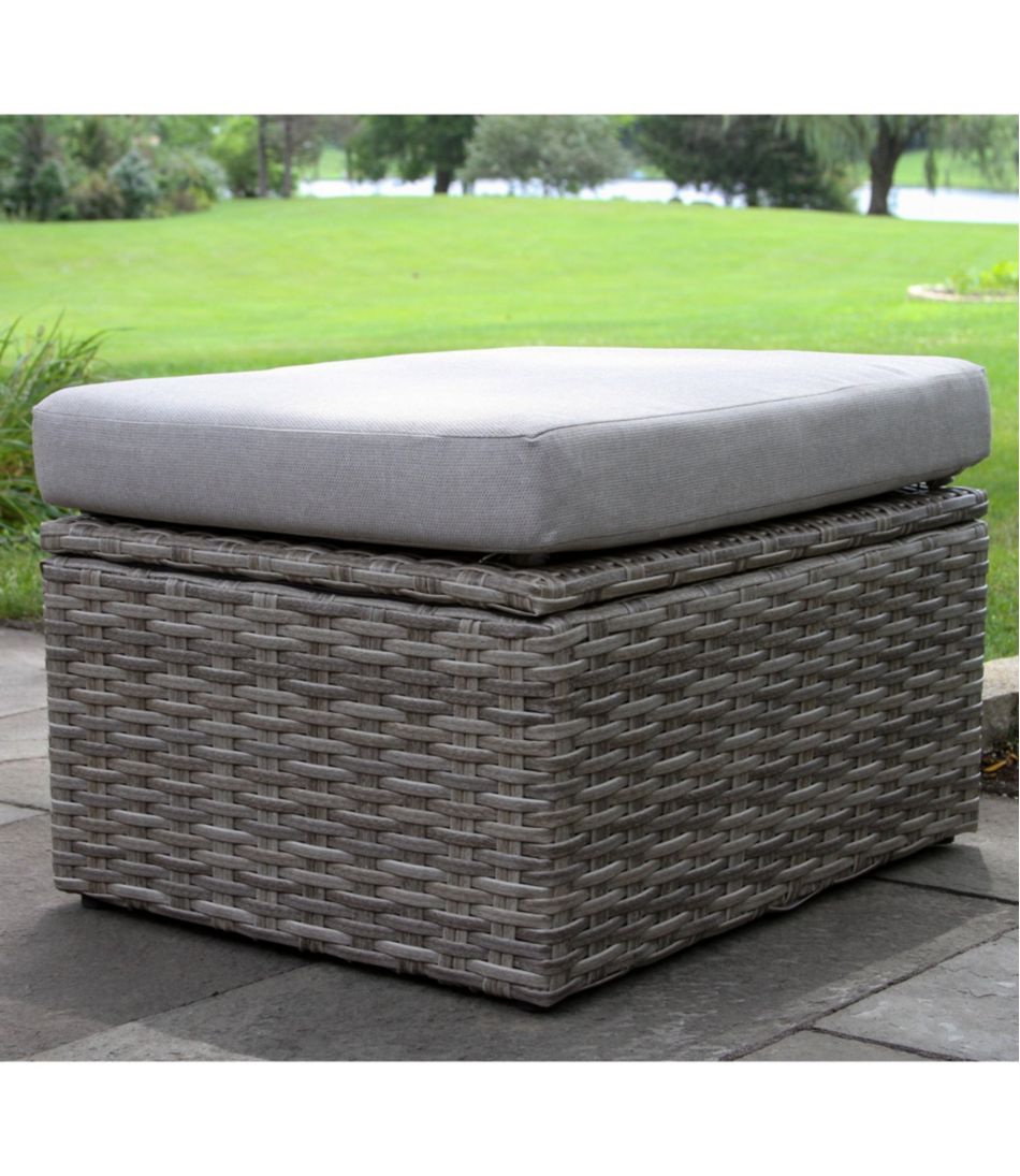 Wicker Storage Sofa and Teak Coffee Table Set L.L.Bean Best Seller