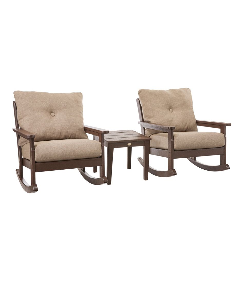 All-Weather Patio Rocker Set with Side Table, Mahogany L.L.Bean Trending