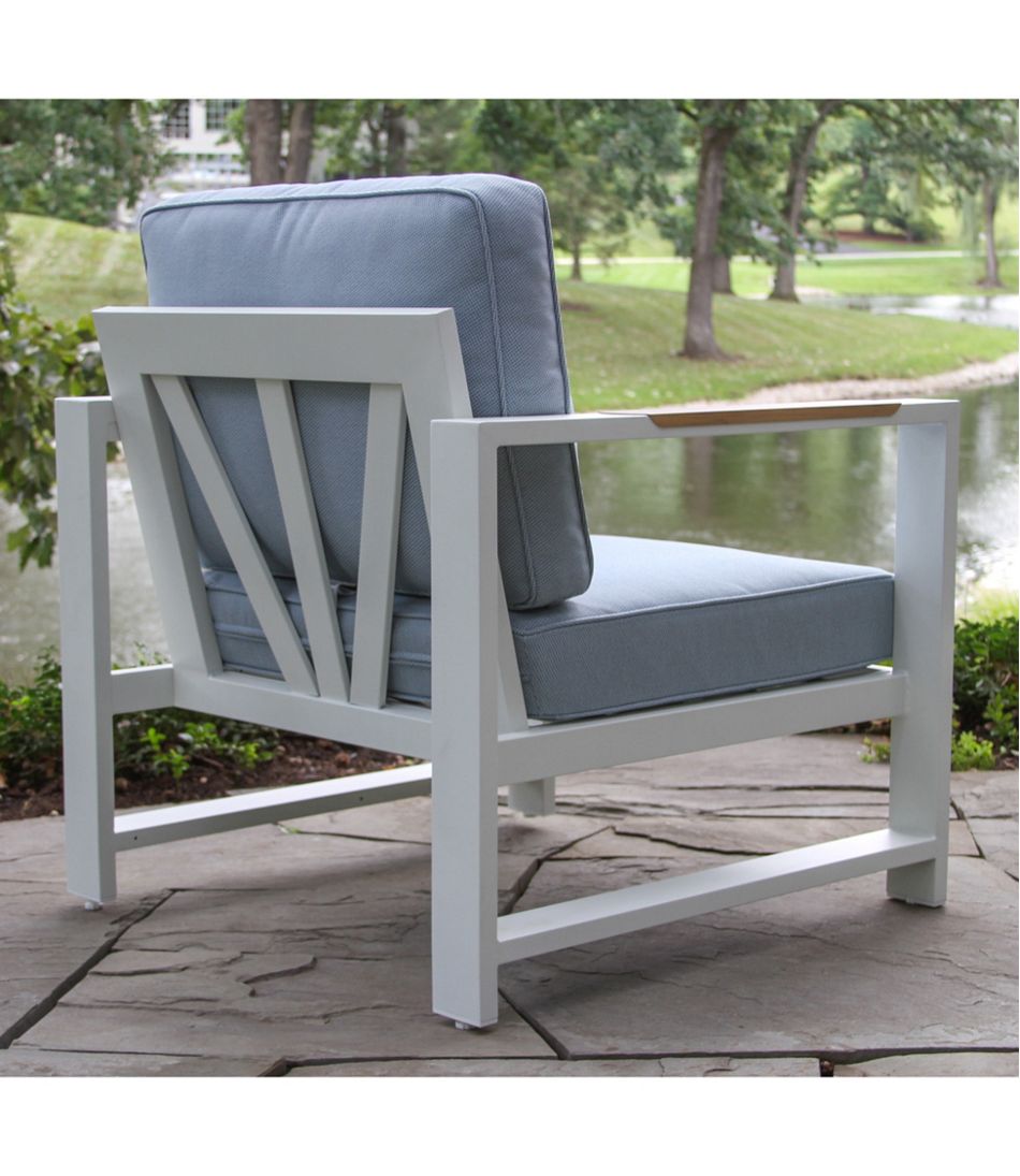White Aluminum Deep Seating Armchair with Blue Cushions, Set of Two L.L.Bean Recommended