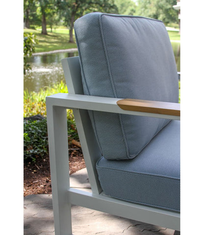 White Aluminum Deep Seating Armchair with Blue Cushions, Set of Two L.L.Bean Recommended