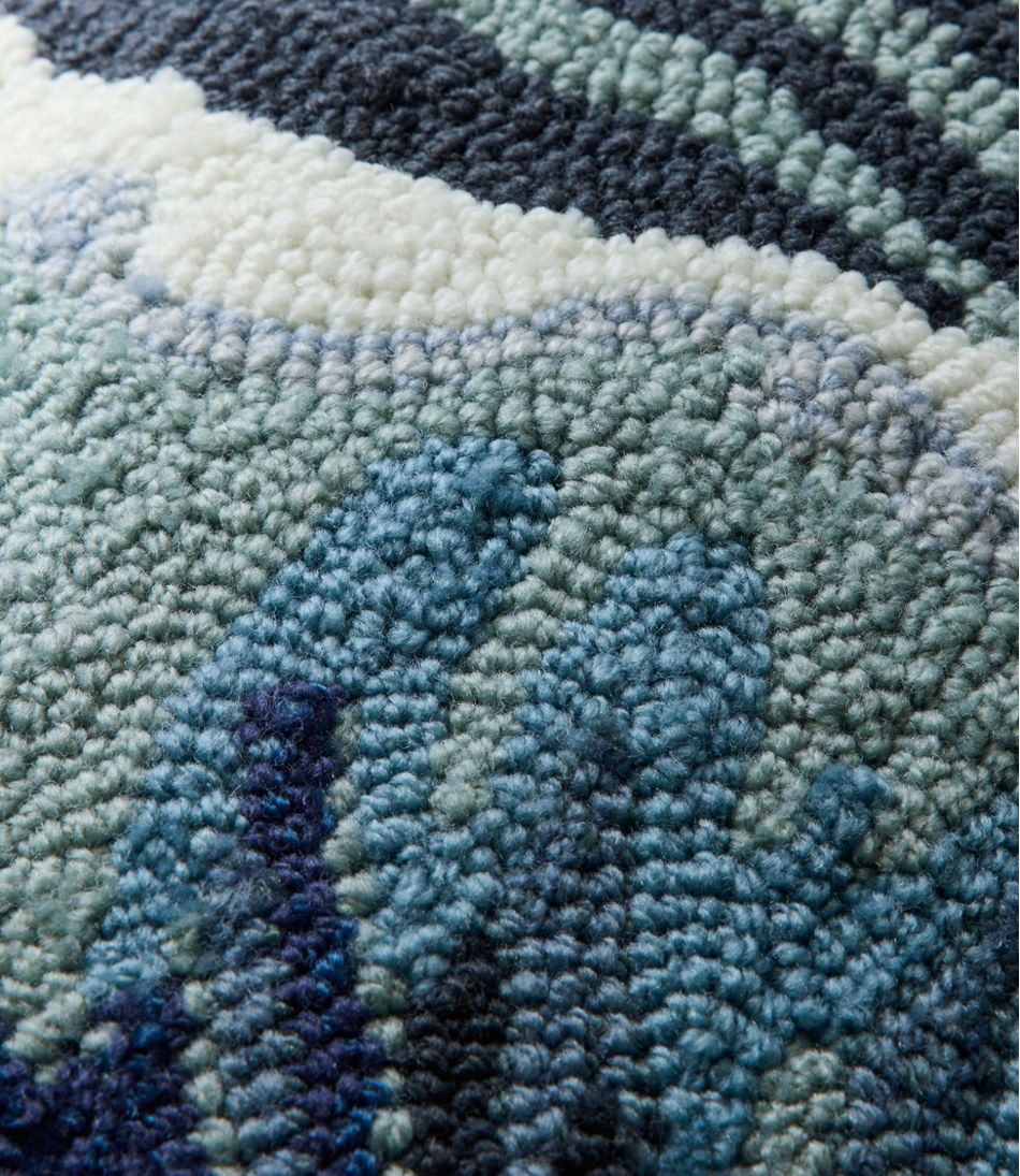 Indoor/Outdoor Hooked Pillow, 18x18 Ocean Waves L.L.Bean Recommended
