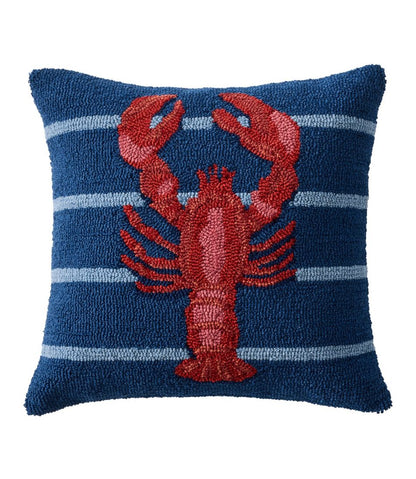 Indoor/Outdoor Hooked Pillow, 18x18 Lobster L.L.Bean Classic
