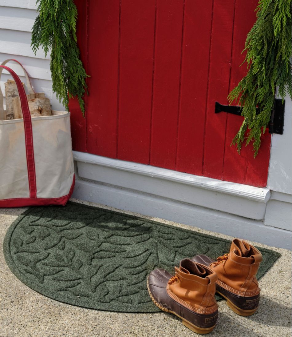 Heavyweight Recycled Waterhog Doormat, Half Round, Woodland Leaf L.L.Bean Popular