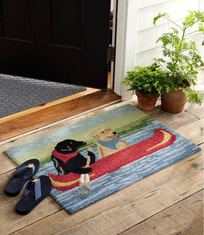 Indoor/Outdoor Vacationland Rug, Dog Canoe L.L.Bean Trending