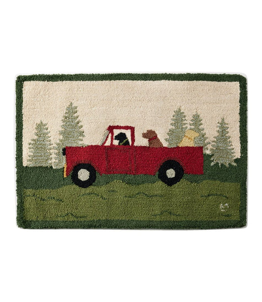 Wool Hooked Novelty Rug, Dog Caravan L.L.Bean Classic