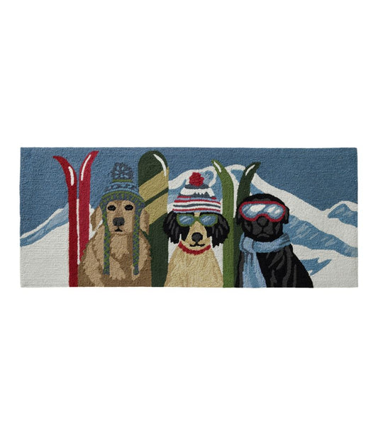 Indoor/Outdoor Vacationland Runner, Dogs Skiing L.L.Bean Premium