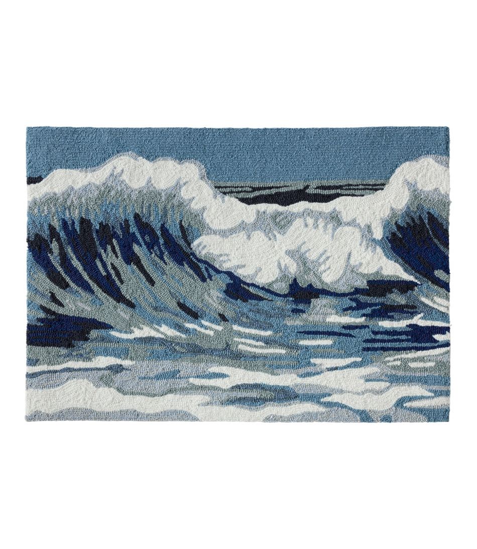 Indoor/Outdoor Vacationland Rug, Ocean Waves L.L.Bean New