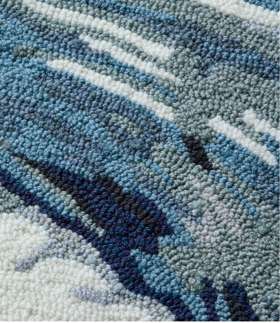 Indoor/Outdoor Vacationland Rug, Ocean Waves L.L.Bean New