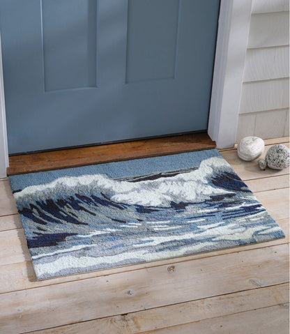 Indoor/Outdoor Vacationland Rug, Ocean Waves L.L.Bean New