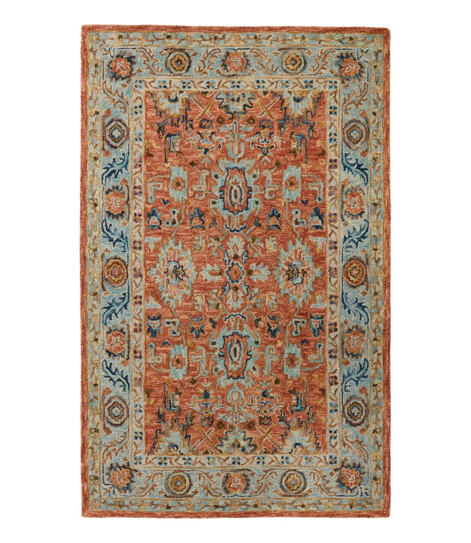 Single Border Terracotta Wool Tufted Rug L.L.Bean Essential