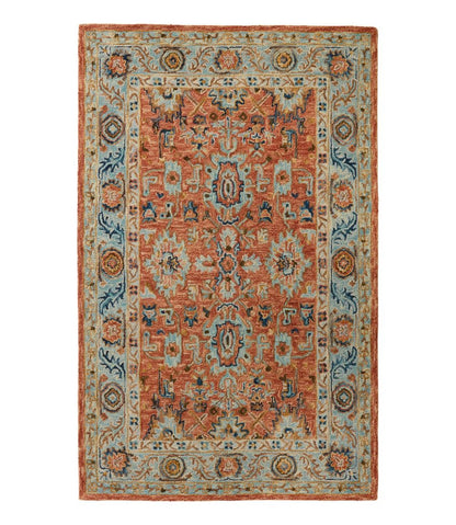 Single Border Terracotta Wool Tufted Rug L.L.Bean Essential
