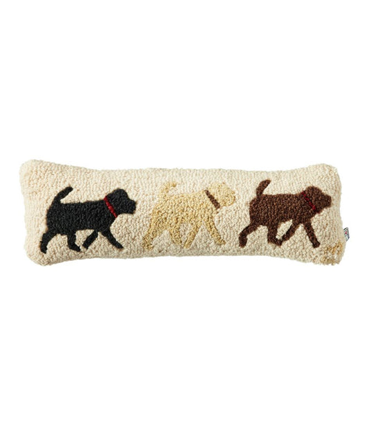 Wool Hooked Throw Pillow, Lab Trio, 8" x 24" L.L.Bean Classic