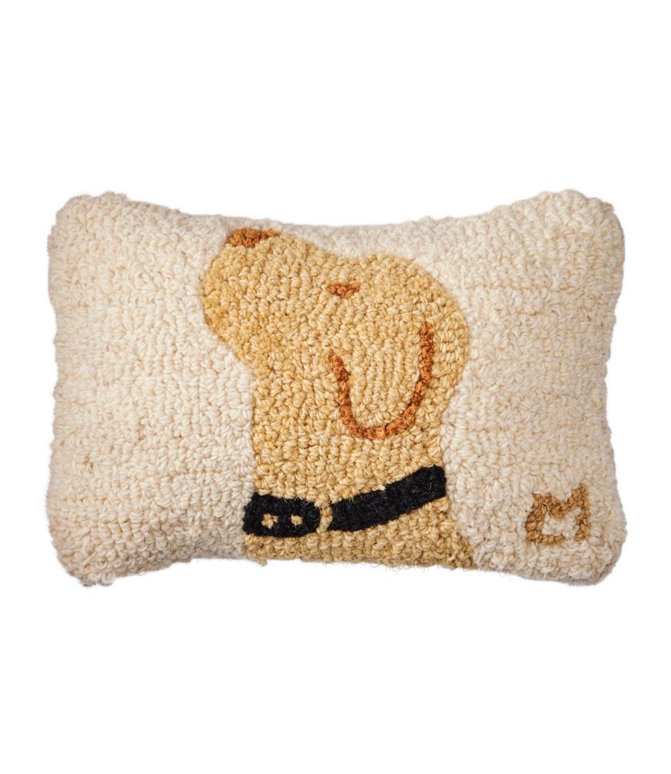 Wool Hooked Throw Pillow, Yellow Labrador, 8" x 12" L.L.Bean New