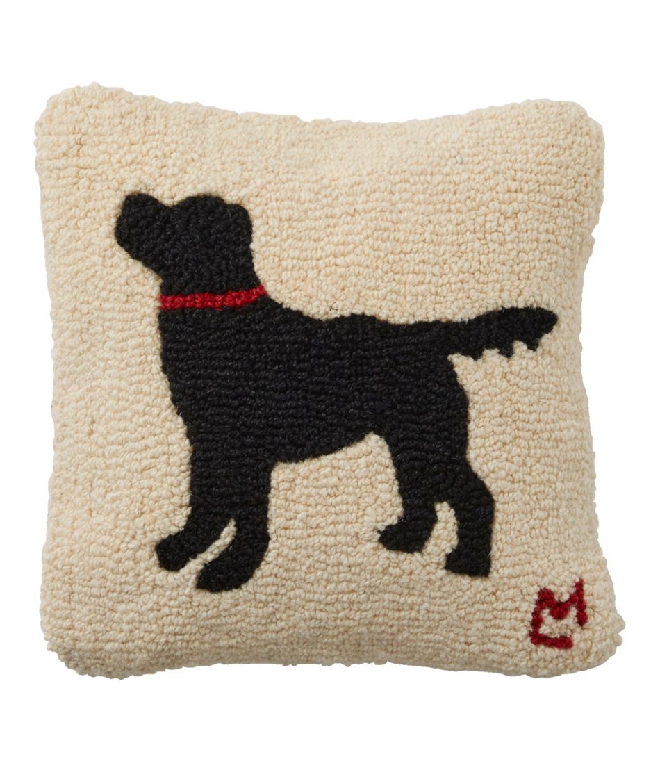 Wool Hooked Throw Pillow, Black Dog, 14" x 14" L.L.Bean Trending