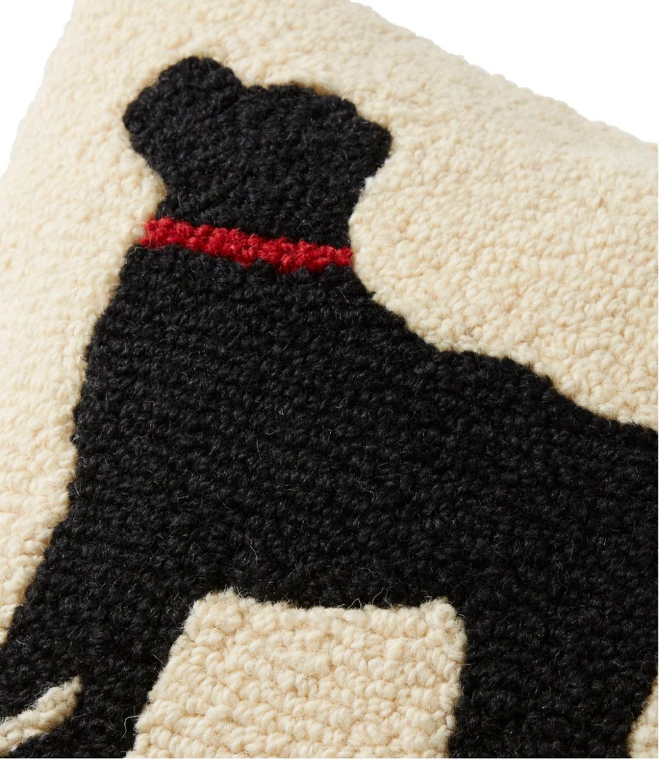 Wool Hooked Throw Pillow, Black Dog, 14" x 14" L.L.Bean Trending