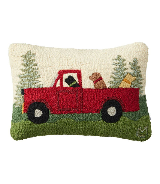 Wool Hooked Throw Pillow, Dog Trio, 14" x 20" L.L.Bean Best Seller
