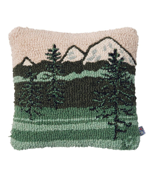 Wool Hooked Throw Pillow, Mountains, 14" x 14" L.L.Bean Top Pick