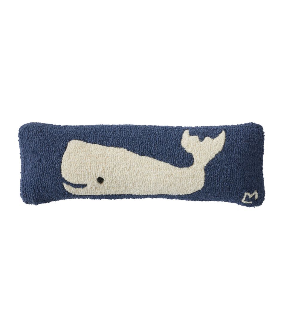 Wool Hooked Throw Pillow, Whale, 8" x 24" L.L.Bean Recommended