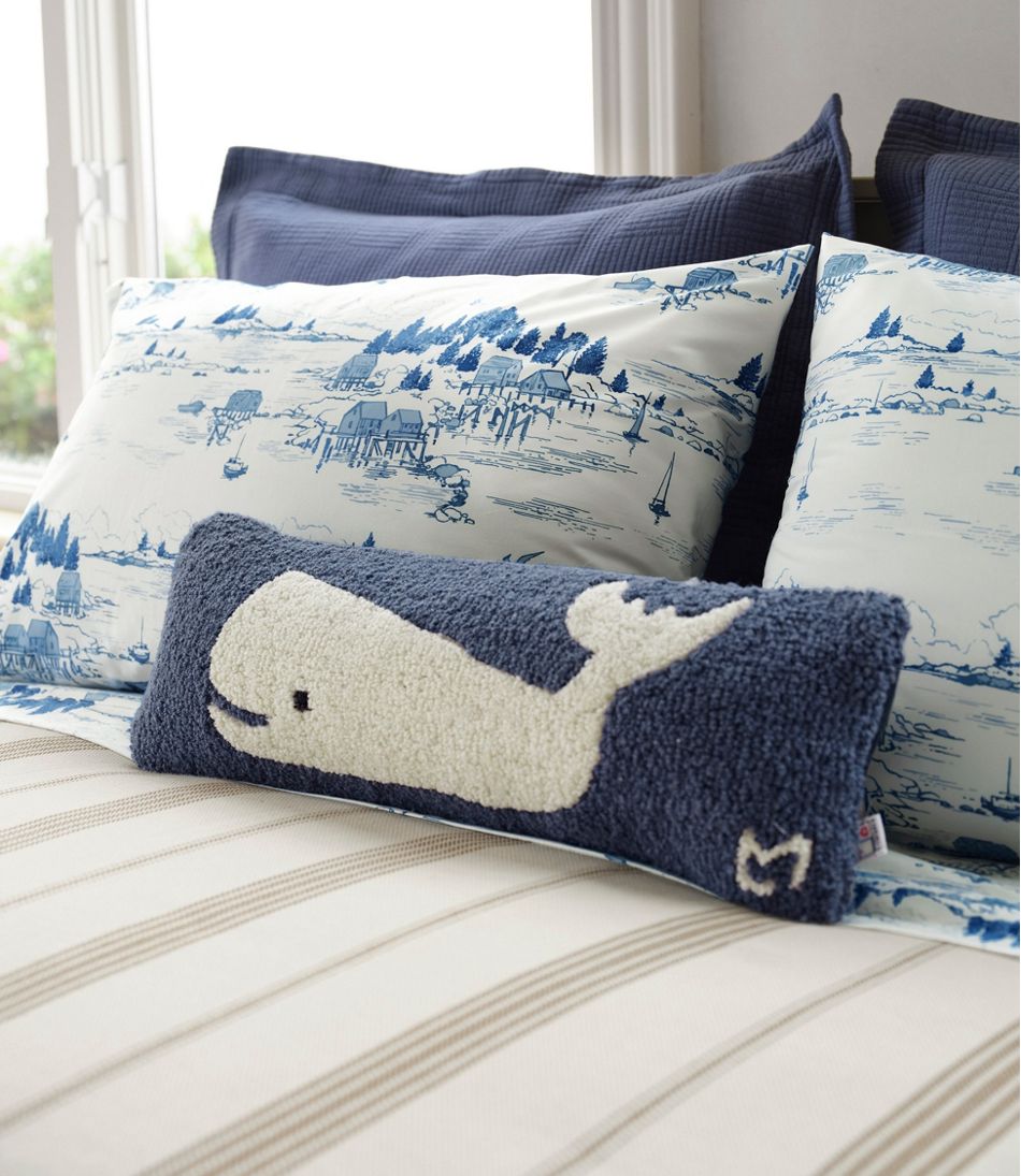 Wool Hooked Throw Pillow, Whale, 8" x 24" L.L.Bean Recommended
