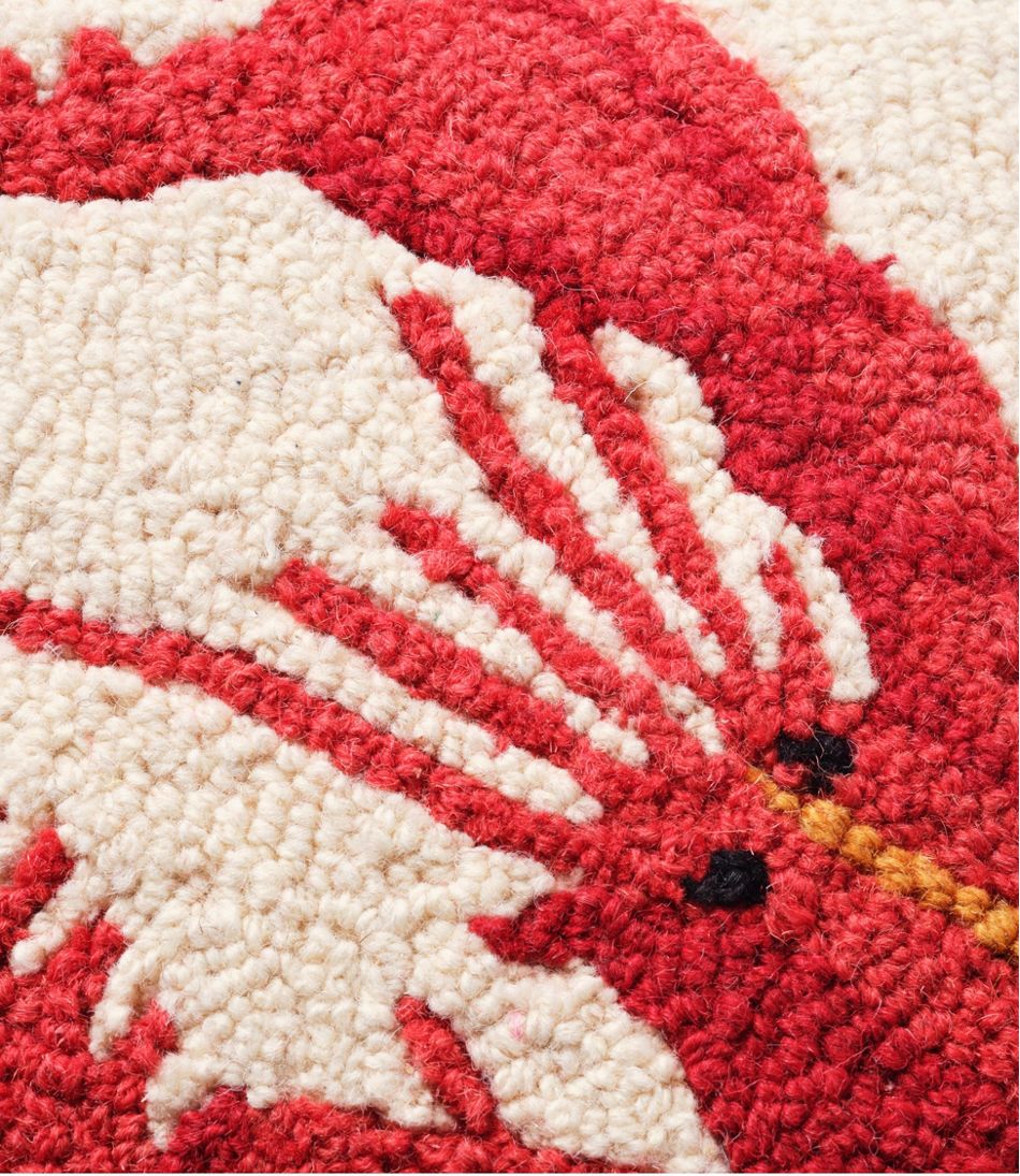 Wool Hooked Throw Pillow, Red Lobster, 14" x 14" L.L.Bean Everyday