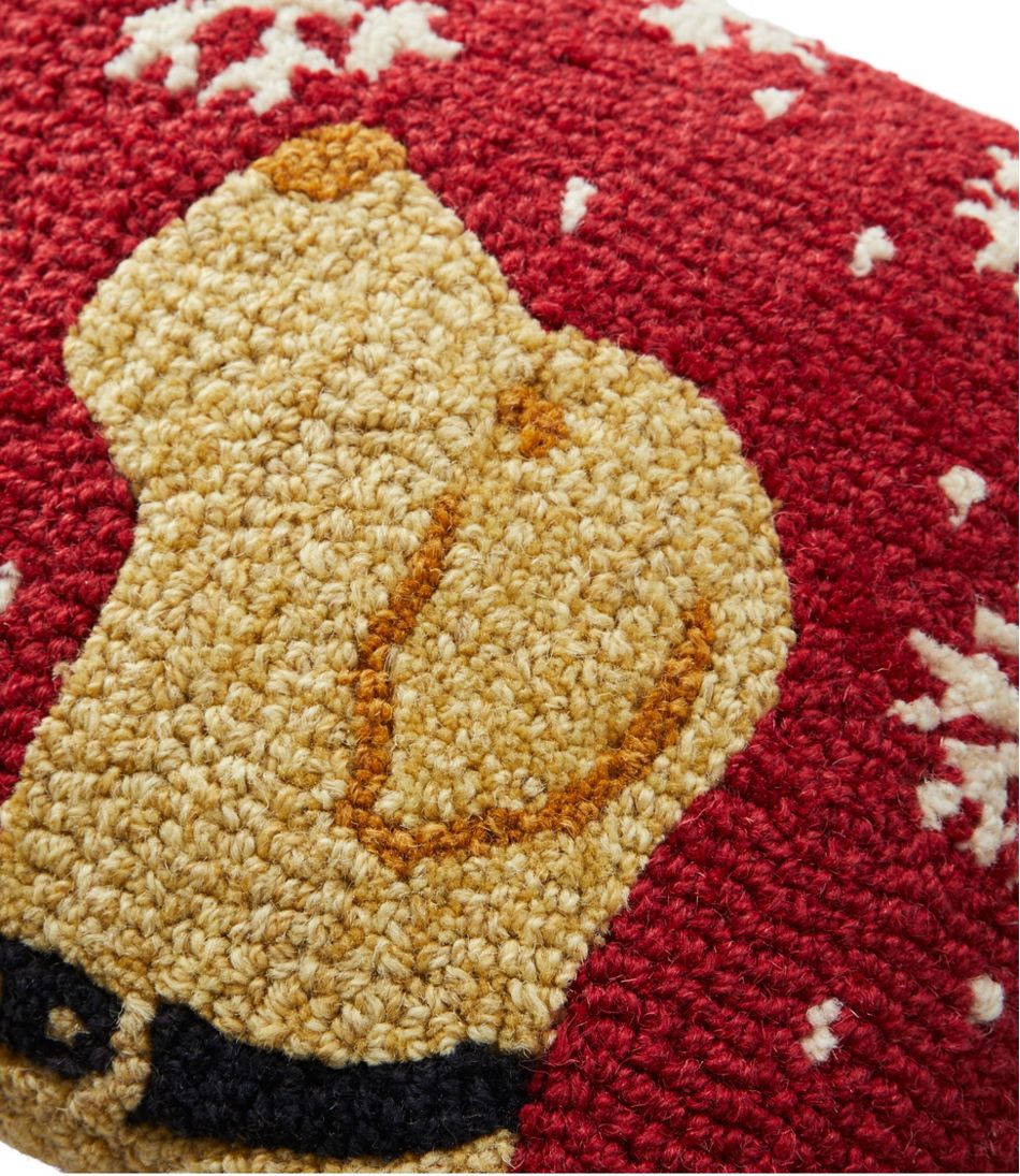 Wool Hooked Throw Pillow, Snowflake Yellow Lab, 14" x 14" L.L.Bean Premium