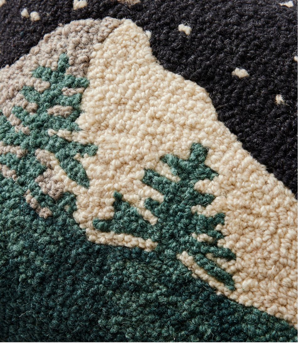 Wool Hooked Throw Pillow, Winter Woods, 12" x 18" L.L.Bean Popular