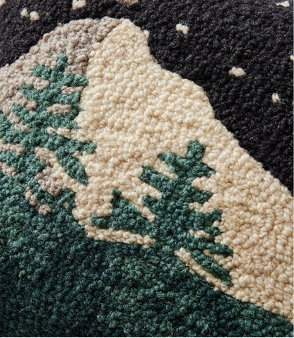 Wool Hooked Throw Pillow, Winter Woods, 12" x 18" L.L.Bean Popular