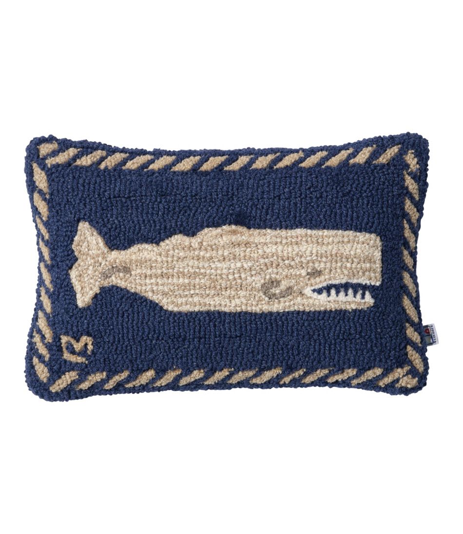 Wool Hooked Throw Pillow, Whale, 12" x 18" L.L.Bean Trending