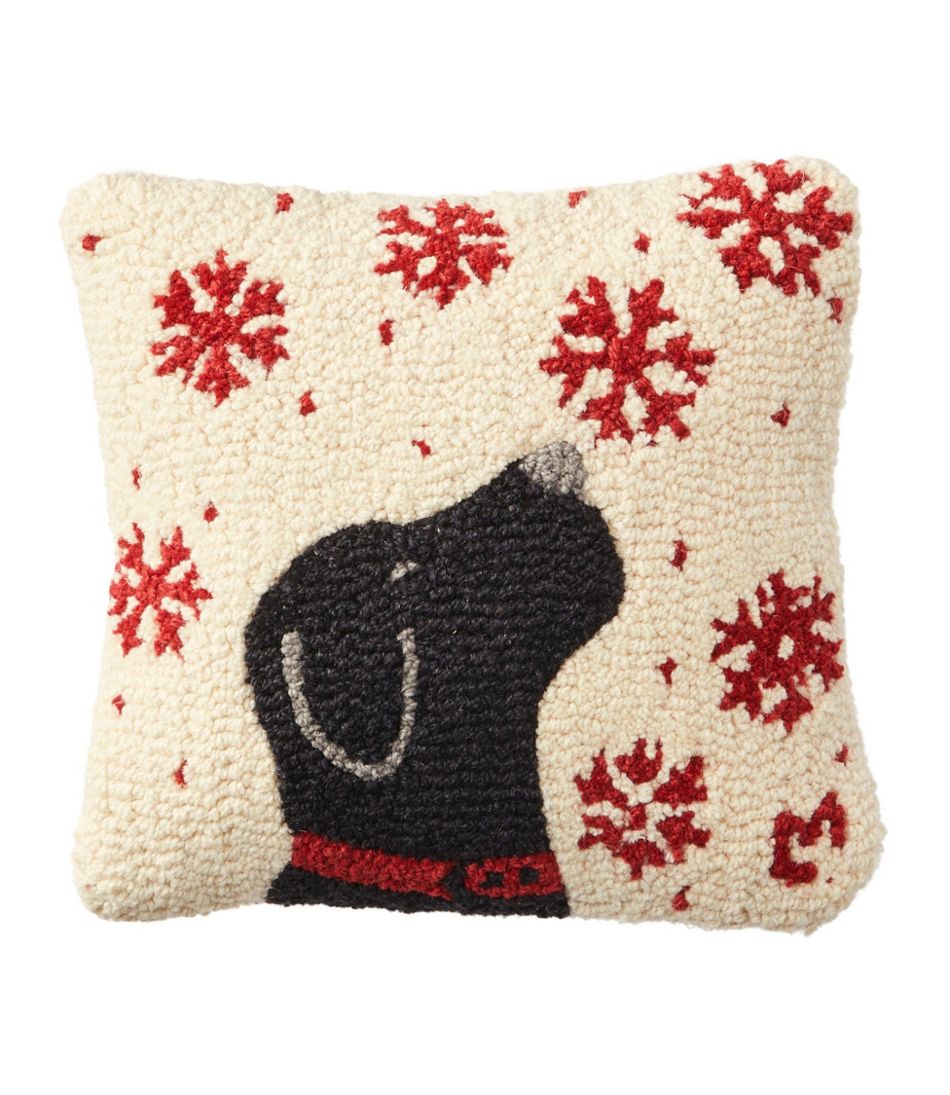Wool Hooked Throw Pillow, Snowflake Black Lab, 14" x 14" L.L.Bean Best Seller