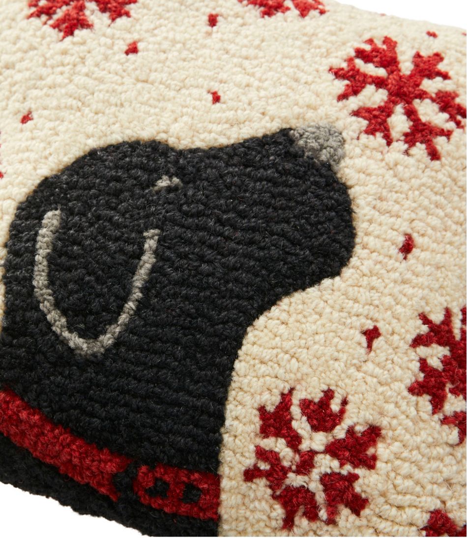 Wool Hooked Throw Pillow, Snowflake Black Lab, 14" x 14" L.L.Bean Best Seller