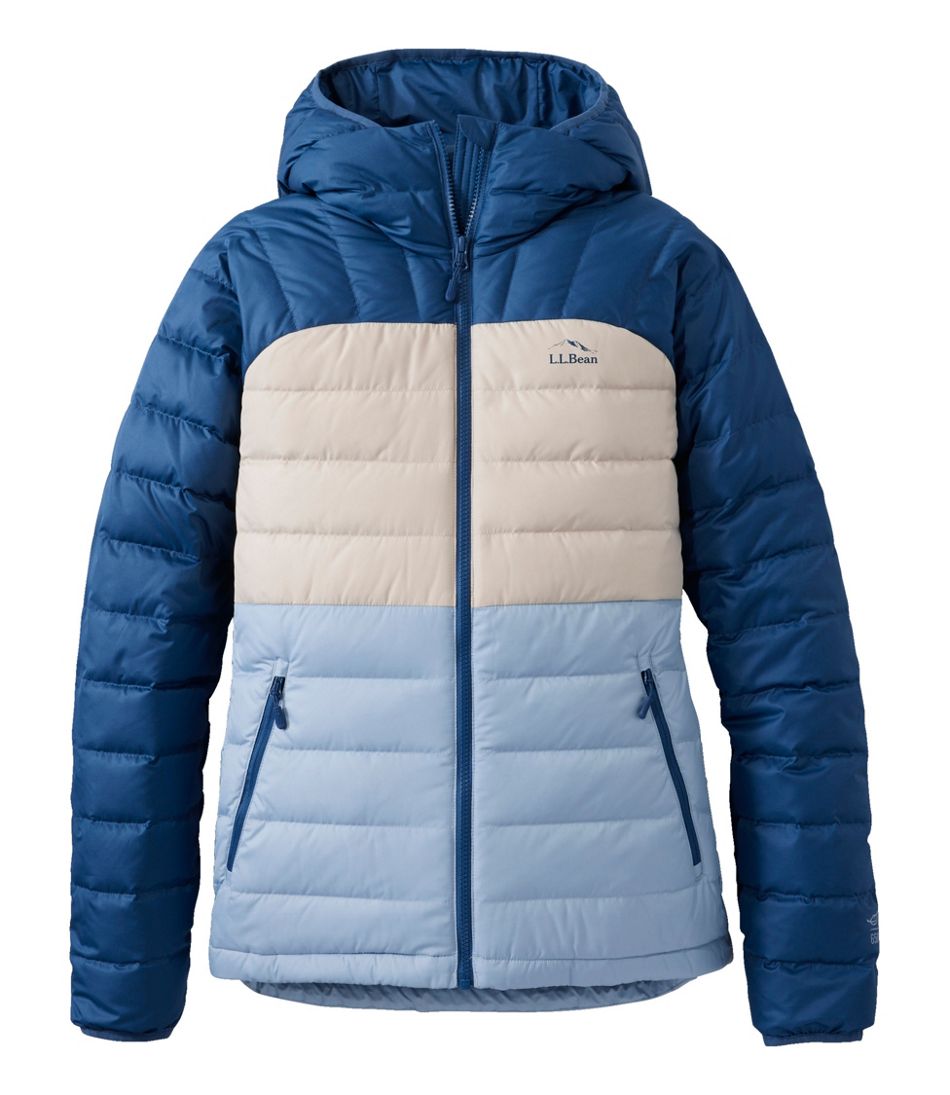 Women's Bean's Down Hooded Jacket, Colorblock L.L.Bean Premium