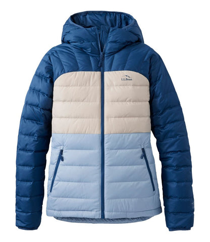 Women's Bean's Down Hooded Jacket, Colorblock L.L.Bean Premium