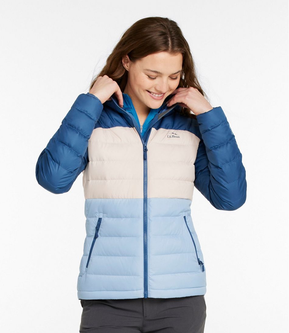 Women's Bean's Down Hooded Jacket, Colorblock L.L.Bean Premium