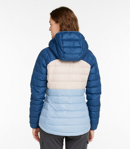 Women's Bean's Down Hooded Jacket, Colorblock L.L.Bean Premium