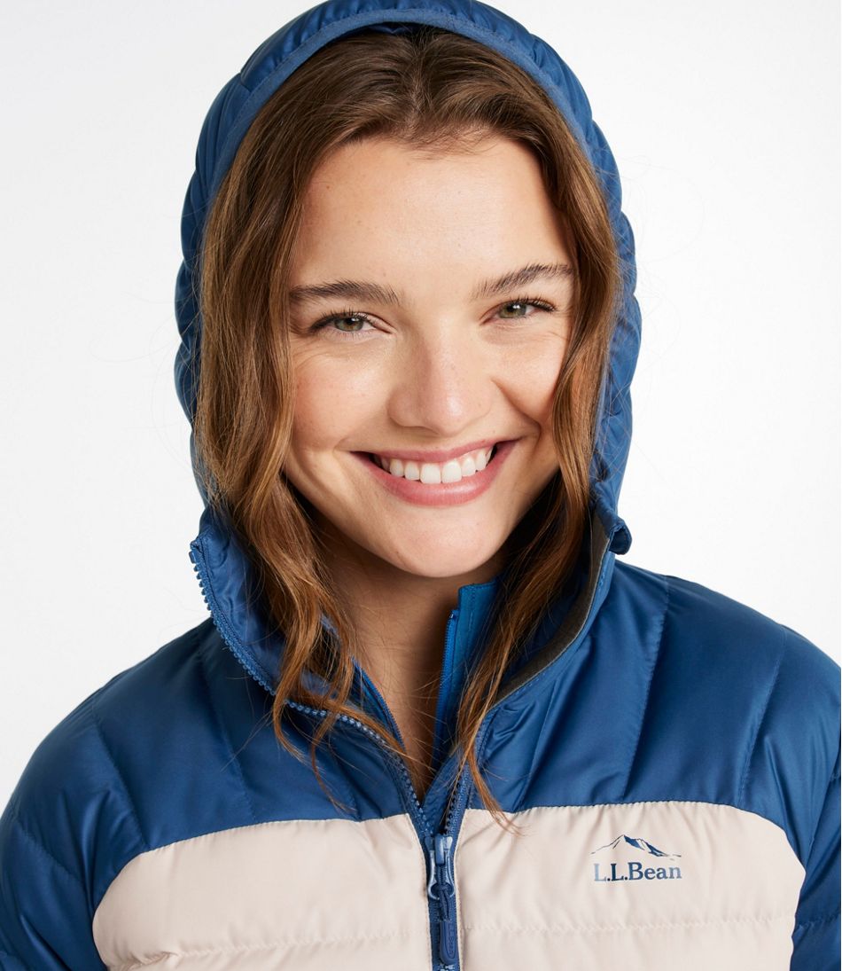 Women's Bean's Down Hooded Jacket, Colorblock L.L.Bean Premium
