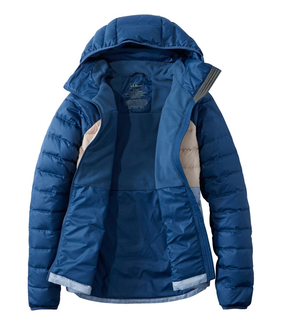 Women's Bean's Down Hooded Jacket, Colorblock L.L.Bean Premium