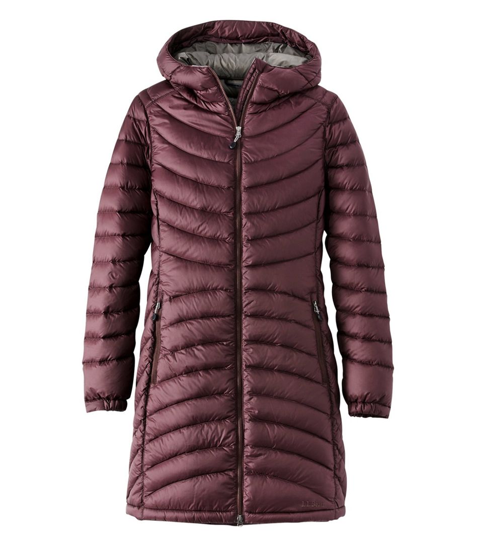 Women's Ultralight 850 Down Hooded Coat, Three-Quarter Length L.L.Bean New