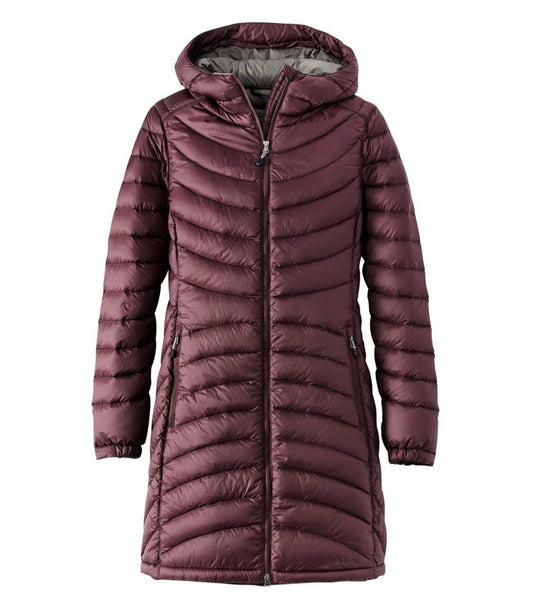 Women's Ultralight 850 Down Hooded Coat, Three-Quarter Length L.L.Bean New