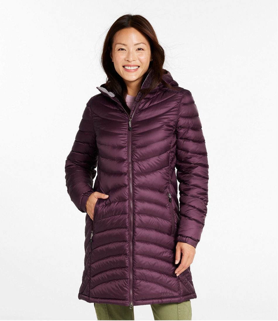 Women's Ultralight 850 Down Hooded Coat, Three-Quarter Length L.L.Bean New