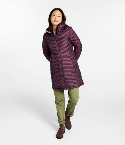 Women's Ultralight 850 Down Hooded Coat, Three-Quarter Length L.L.Bean New